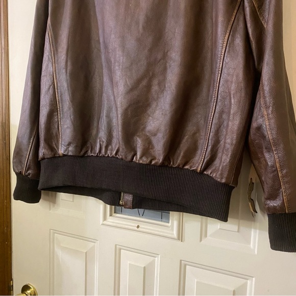 LM Jackets 2X Men’s Distressed Brown Leather Bomber Aviator Coat NWT - Picture 10 of 14